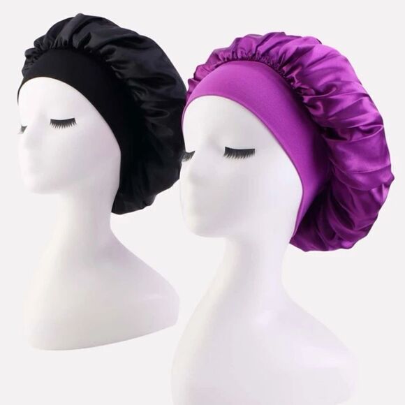 2pc Solid Color Hair Bonnet - Picture 1 of 6